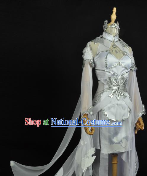 Top Cosplay Young Beauty White Dress Moonlight Blade Swordswoman Garment Costumes Traditional Game Role Fairy Clothing