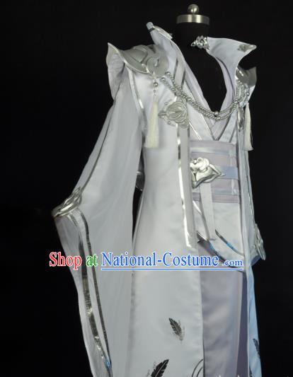 Custom Game Role Chivalrous Male White Suits Cosplay Knight Clothing Moonlight Blade Swordsman Garment Costumes