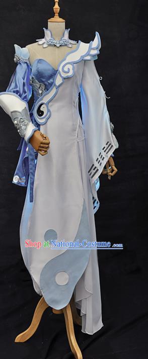 Top Cosplay Swordswoman White Dress Game Role Female Knight Garment Costumes Traditional Taoist Nun Clothing