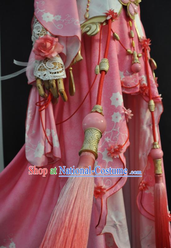 Top Moonlight Blade Swordswoman Garment Costumes Traditional Game Role Fairy Clothing Cosplay Young Beauty Pink Dress