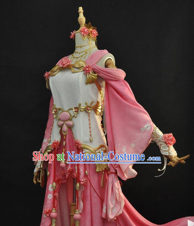 Top Moonlight Blade Swordswoman Garment Costumes Traditional Game Role Fairy Clothing Cosplay Young Beauty Pink Dress