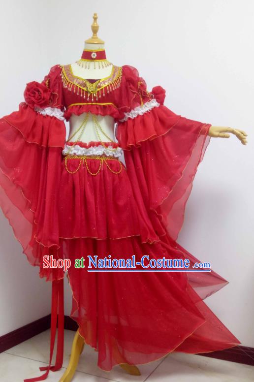 China Traditional Fairy Dance Garment Costumes Ancient Palace Lady Clothing Cosplay Goddess Red Dress Outfits