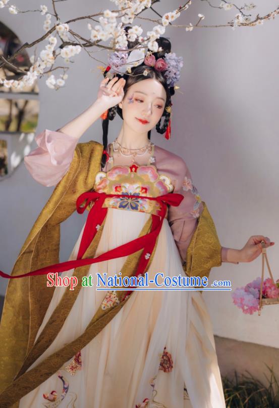 China Ancient Palace Beauty Hanfu Dress Apparels Tang Dynasty Court Lady Garment Costumes Traditional Princess Historical Clothing