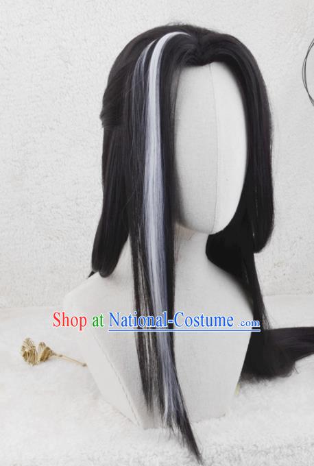 Handmade China Cosplay Swordsman Wigs Traditional Qin Dynasty Kawaler Hairpieces Ancient Young Childe Headdress