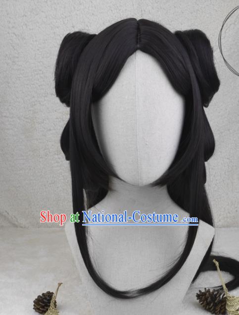 Chinese Cosplay Swordswoman Hair Accessories Ancient Palace Beauty Wigs Headwear Traditional Qin Dynasty Young Lady Hairpieces