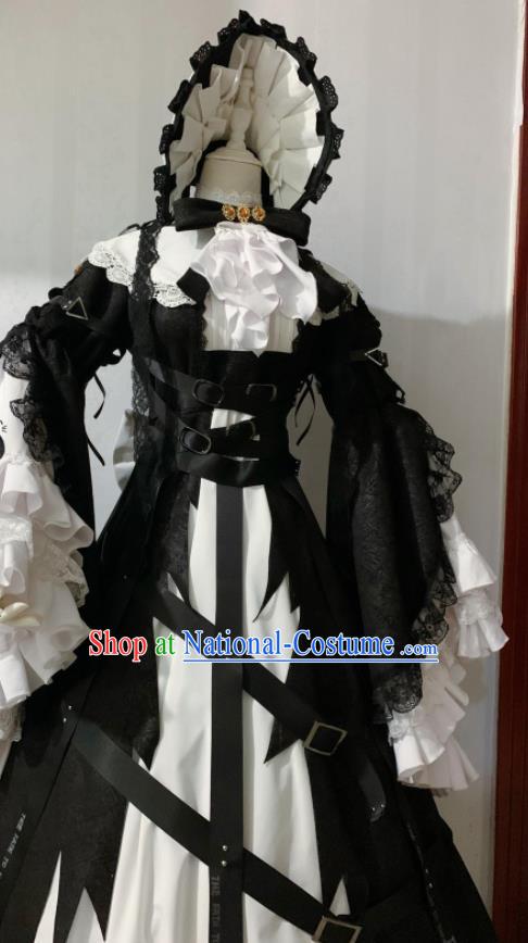 Custom Halloween Princess Garment Costume Cosplay Noble Lady Black Lace Dress Western Court Woman Clothing