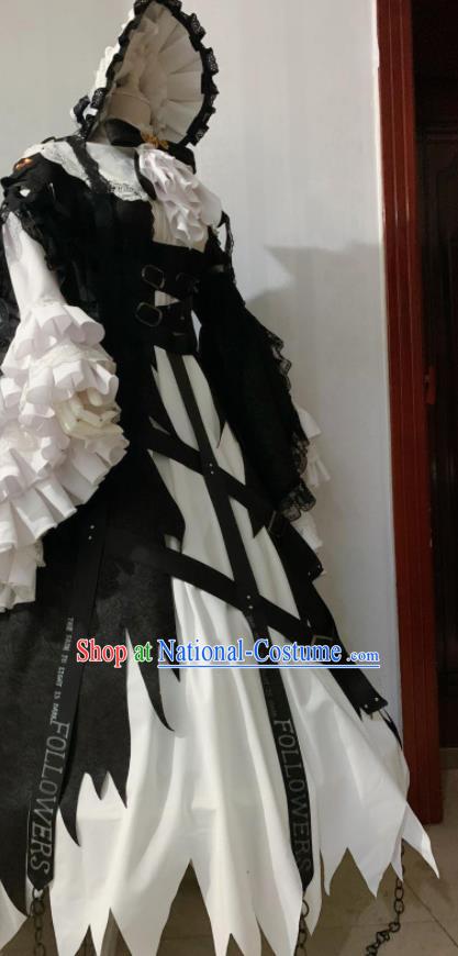 Custom Halloween Princess Garment Costume Cosplay Noble Lady Black Lace Dress Western Court Woman Clothing