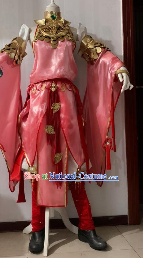 China Traditional Hanfu Chivalrous Male Pink Apparels Cosplay Swordsman Clothing Ancient Young Knight Garment Costumes