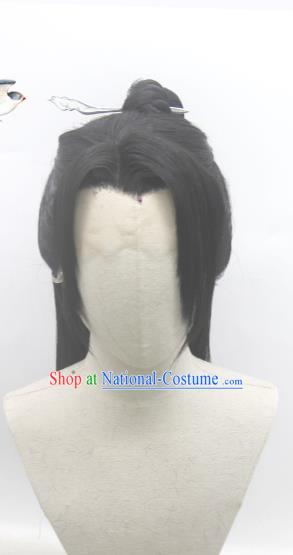 Handmade China Ancient Swordsman Headdress Cosplay Qin Dynasty Young Knight Wigs Traditional Hanfu Warrior Hairpieces