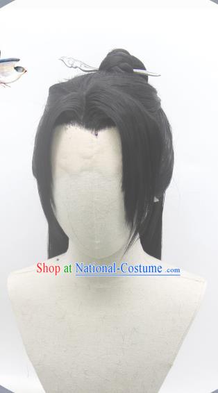 Handmade China Ancient Swordsman Headdress Cosplay Qin Dynasty Young Knight Wigs Traditional Hanfu Warrior Hairpieces