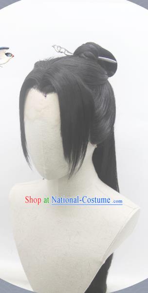 Handmade China Ancient Swordsman Headdress Cosplay Qin Dynasty Young Knight Wigs Traditional Hanfu Warrior Hairpieces