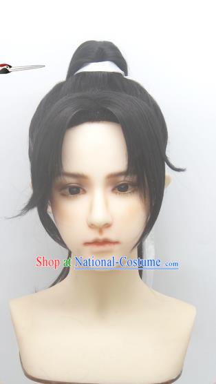 Handmade China Ancient Swordsman Headdress Cosplay Young Knight Wigs Traditional Honor of Kings Li Xiaoyao Hairpieces