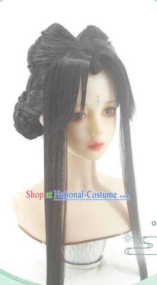 Chinese Traditional Jin Dynasty Princess Hairpieces Cosplay Goddess Hair Accessories Ancient Palace Beauty Wigs Headwear