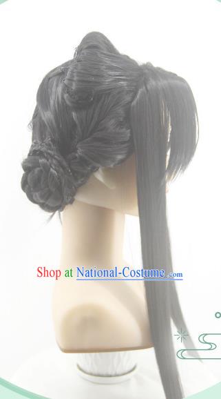 Chinese Traditional Jin Dynasty Princess Hairpieces Cosplay Goddess Hair Accessories Ancient Palace Beauty Wigs Headwear