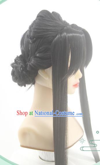 Chinese Traditional Jin Dynasty Princess Hairpieces Cosplay Goddess Hair Accessories Ancient Palace Beauty Wigs Headwear