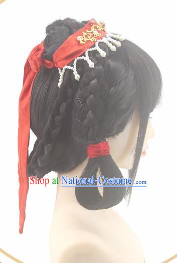 Chinese Ancient Young Beauty Wigs Headwear Traditional Song Dynasty Princess Hairpieces Cosplay Palace Lady Hair Accessories