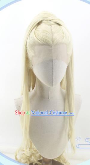 Handmade China Traditional Hanfu Swordsman Hairpieces Ancient Young Knight Headdress Cosplay Noble Childe Golden Wigs