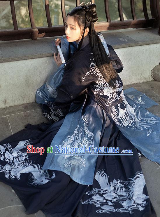 China Jin Dynasty Swordswoman Historical Clothing Traditional Hanfu Dress Apparels Ancient Young Female Garment Costumes