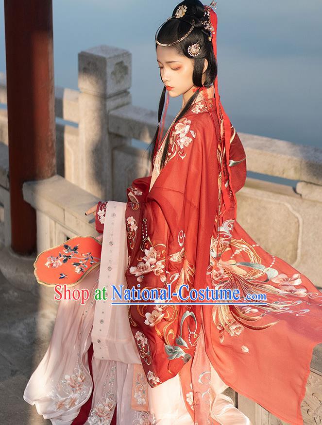 China Ancient Princess Garment Costumes Tang Dynasty Wedding Historical Clothing Traditional Bride Red Hanfu Dress Apparels