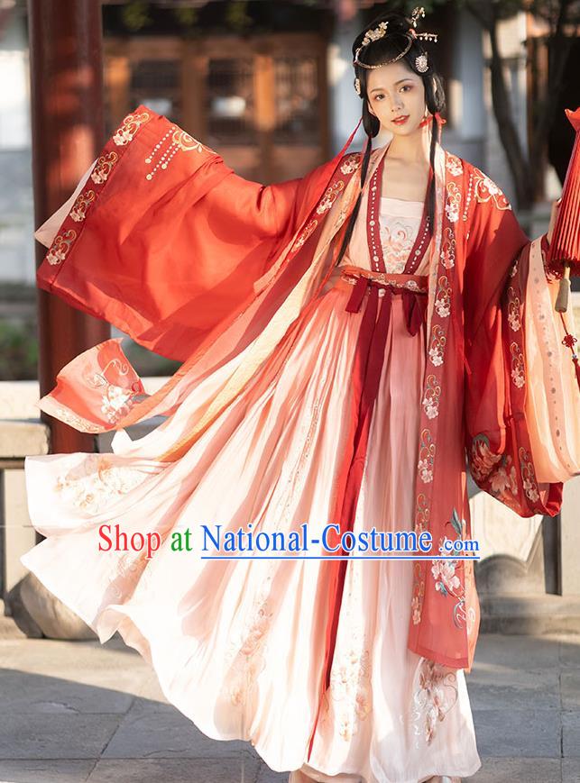 China Ancient Princess Garment Costumes Tang Dynasty Wedding Historical Clothing Traditional Bride Red Hanfu Dress Apparels