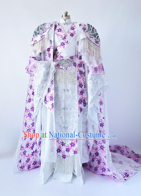 Custom China Cosplay Swordsman Printing Flowers Outfits Puppet Show Noble Childe Clothing Ancient Royal Highness Garment Costumes