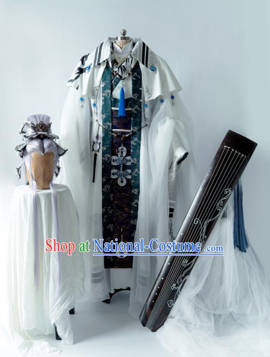 Custom China Ancient Swordsman Garment Costumes Cosplay Swords Immortal Outfits Puppet Show Crown Prince Clothing