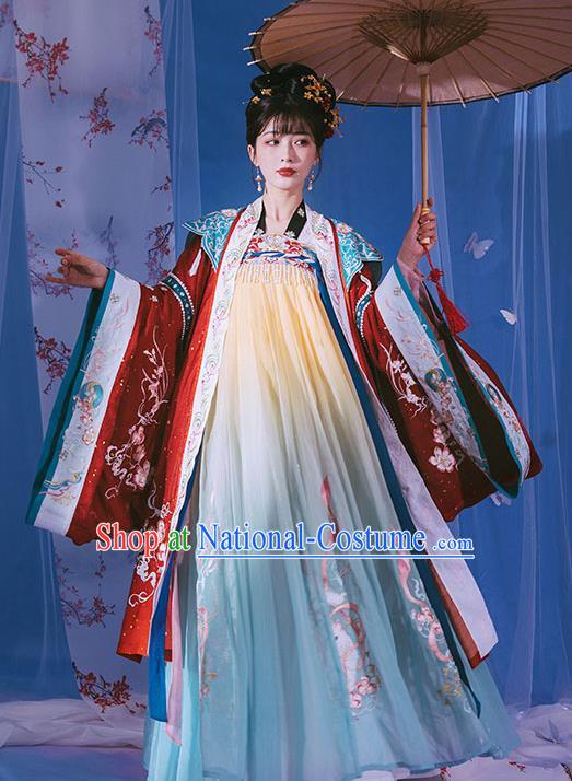 China Tang Dynasty Princess Historical Clothing Traditional Court Beauty Hanfu Dress Apparels Ancient Palace Lady Garment Costumes