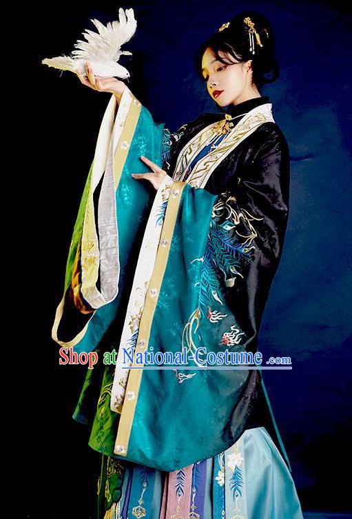 China Traditional Noble Countess Hanfu Dress Apparels Ancient Court Woman Garment Costumes Ming Dynasty Imperial Consort Historical Clothing