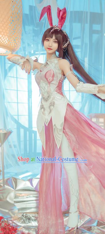 Custom Cosplay Female Warrior Garment Costumes Game Dou Luo Da Lu Young Lady Pink Dress Halloween Goddess Clothing