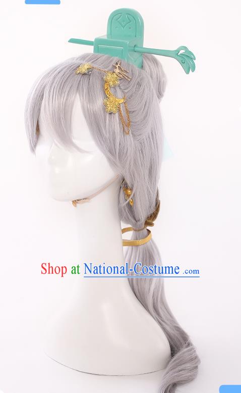 Handmade Demon Angel Grey Wigs Traditional Game Princess Hair Accessories Cosplay Fairy Hairpieces