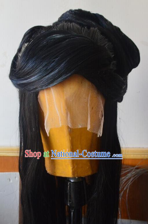 China Ancient Princess Black Wigs Headdress Traditional Puppet Show Mu Xianfeng Hair Accessories Cosplay Young Beauty Hairpieces