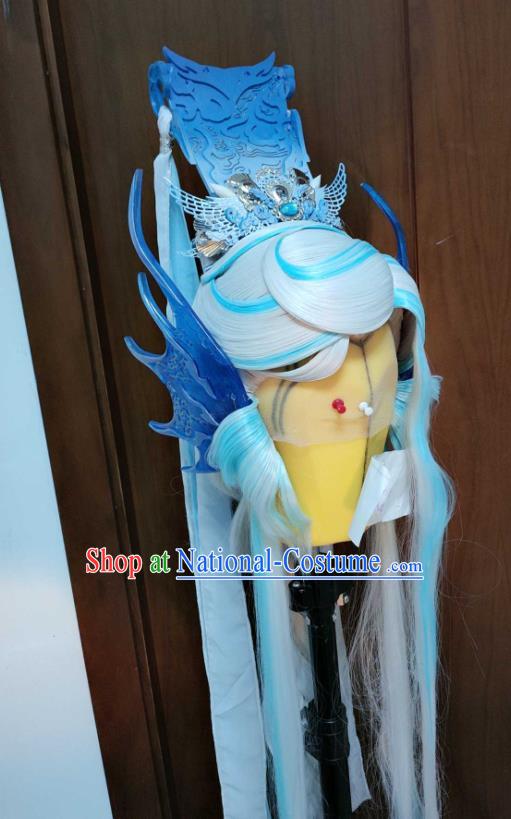 Custom Chinese Cosplay Hair Accessories Puppet Show Dragon King Hair Crown Handmade Swordsman Headpieces