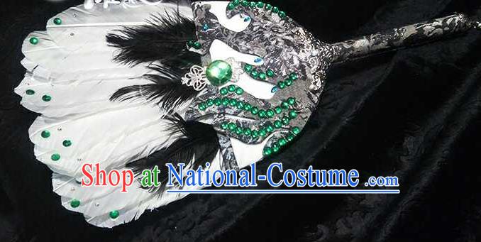 Custom Chinese Handmade Swordsman Fans Accessories Cosplay Performance Feather Fan Puppet Show Fan Props