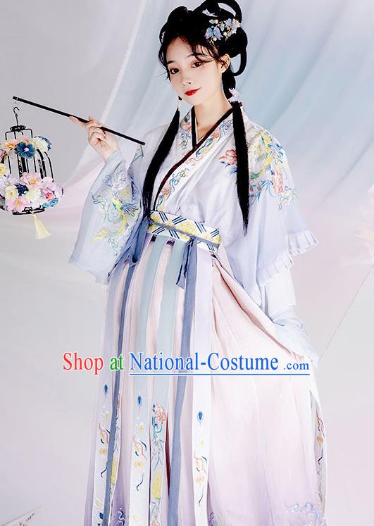 China Ancient Palace Beauty Garment Costumes Jin Dynasty Princess Purple Hanfu Dress Traditional Historical Clothing