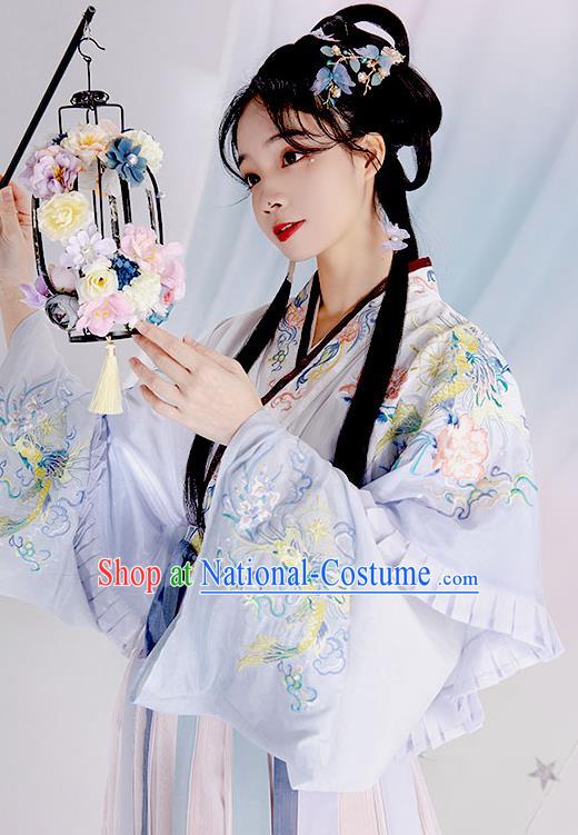 China Ancient Palace Beauty Garment Costumes Jin Dynasty Princess Purple Hanfu Dress Traditional Historical Clothing