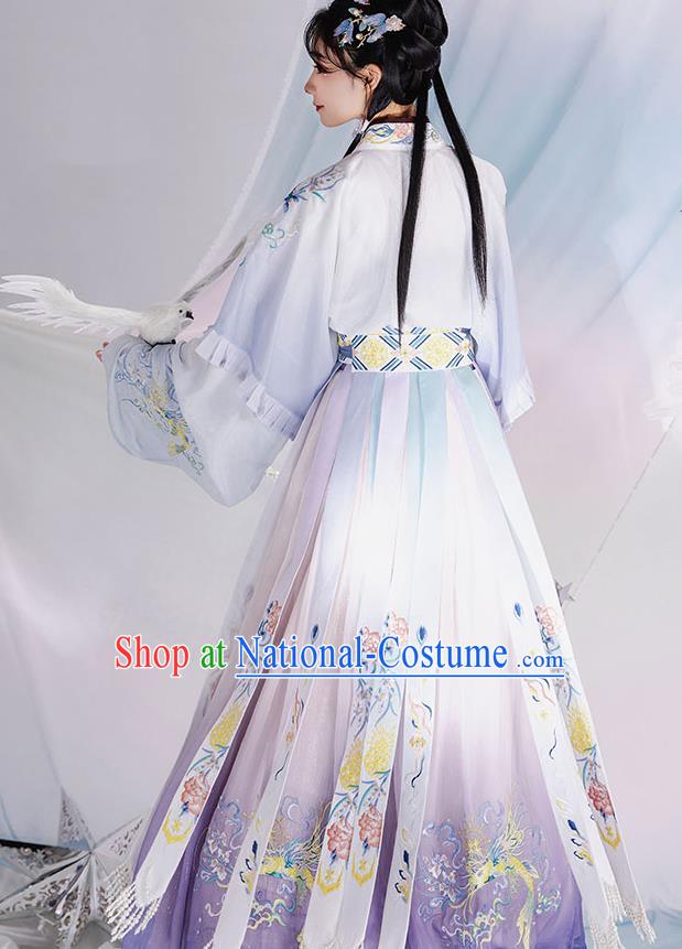 China Ancient Palace Beauty Garment Costumes Jin Dynasty Princess Purple Hanfu Dress Traditional Historical Clothing