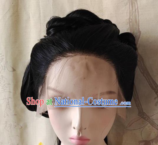 China Ancient Swordswoman Hairpieces Traditional Song Dynasty Young Lady Hair Accessories Cosplay Female Knight Wigs Headwear