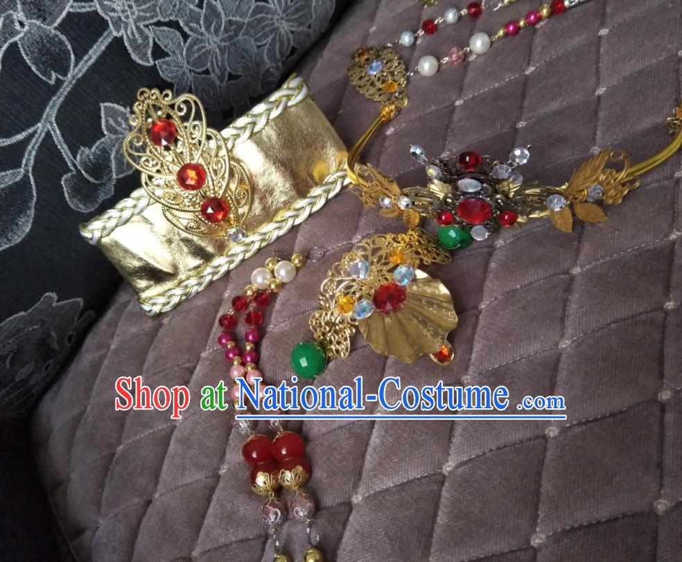 Chinese Handmade Cosplay King Headpieces Traditional Puppet Show Prince Hairdo Crown Ancient Emperor Hair Accessories