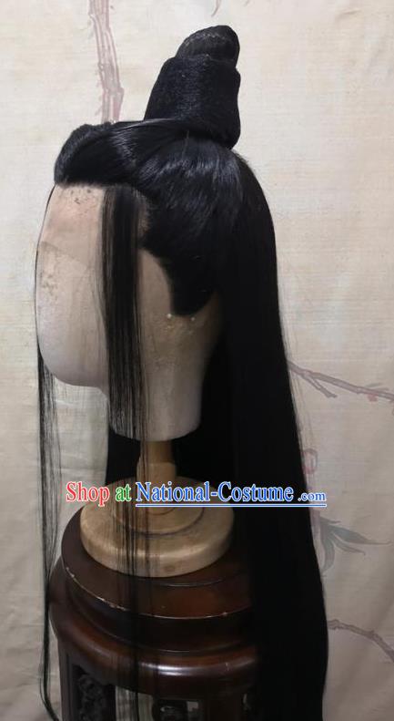 Chinese Traditional Hanfu Front Lace Wigs Headdress Ancient Young Childe Hair Accessories Handmade Cosplay Swordsman Hairpieces