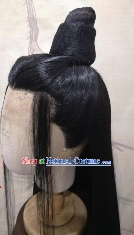 Chinese Traditional Hanfu Front Lace Wigs Headdress Ancient Young Childe Hair Accessories Handmade Cosplay Swordsman Hairpieces