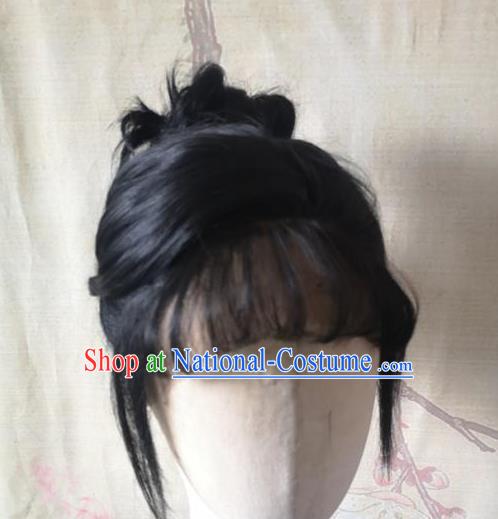 China Ancient Young Lady Hairpieces Traditional Song Dynasty Village Girl Hair Accessories Cosplay Country Woman Wigs Headwear