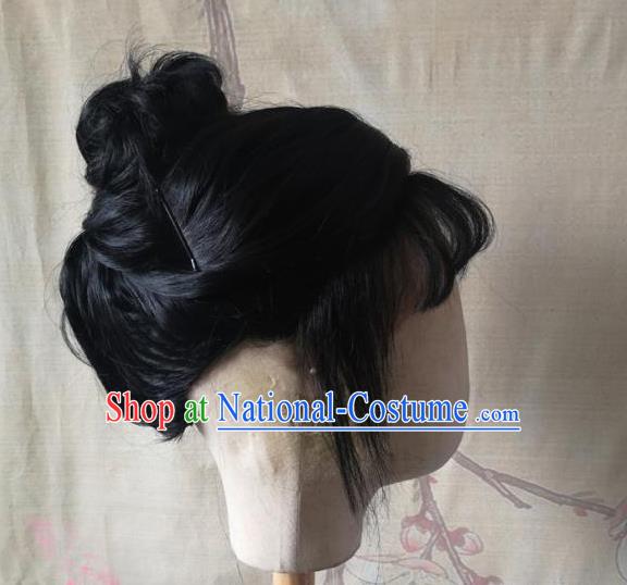 China Ancient Young Lady Hairpieces Traditional Song Dynasty Village Girl Hair Accessories Cosplay Country Woman Wigs Headwear