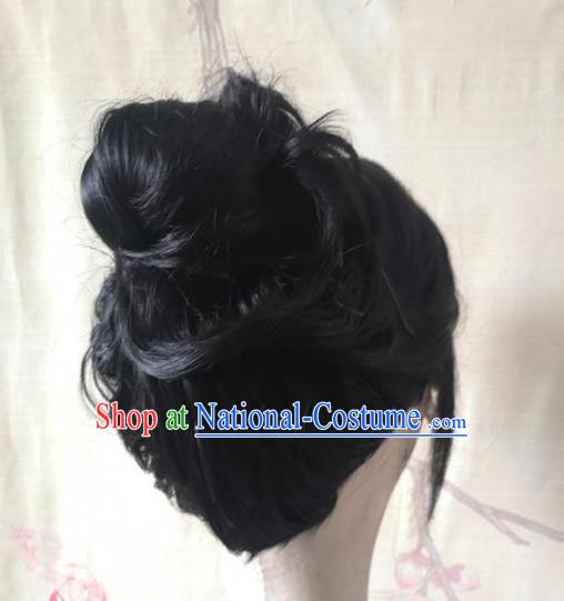 China Ancient Young Lady Hairpieces Traditional Song Dynasty Village Girl Hair Accessories Cosplay Country Woman Wigs Headwear