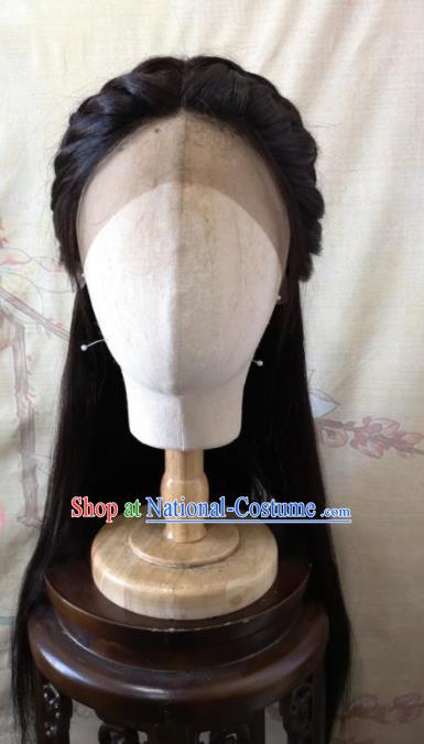 China Ancient Palace Princess Hairpieces Traditional Hanfu Young Beauty Hair Accessories Cosplay Xiao Feng Front Lace Wigs Headwear