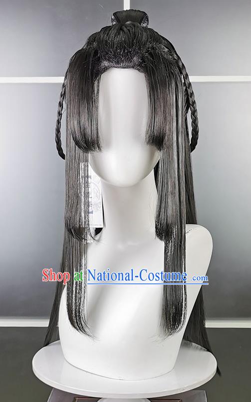 Chinese Cosplay Penglai Prince Hairpieces Traditional JX Online Young Knight Wigs Headdress Ancient Swordsman Hair Accessories