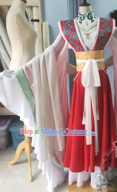 Custom Chinese Traditional Empress Red Dress Outfits Ancient Queen Clothing Cosplay Palace Beauty Garment Costumes