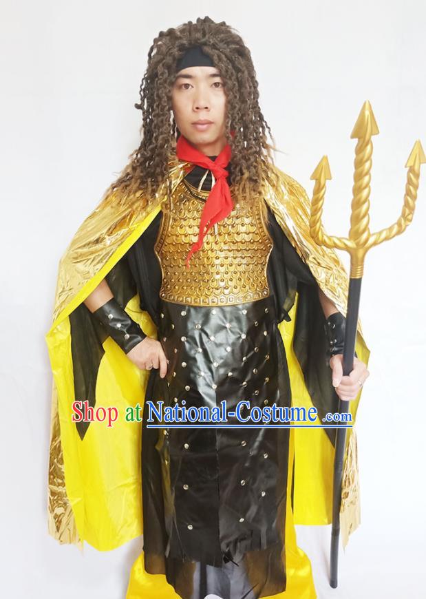 Top Cosplay Warrior Clothing Halloween Fancy Ball Garment Costume Cartoon Sea King Armor Apparels