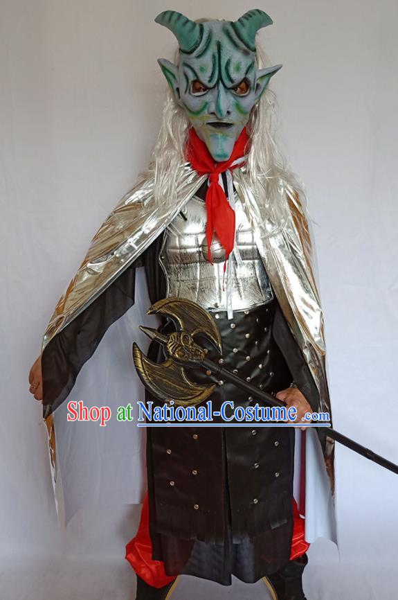 Top Journey to the West Silvery Horn King Cape Apparels Cosplay Monster Clothing Halloween Fancy Ball Garment Costume