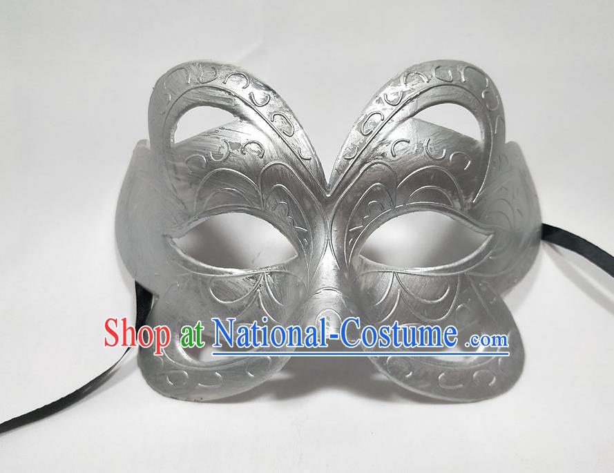 Handmade Halloween Male Headdress Cosplay Warrior Argent Mask Masque Face Accessories Stage Show Decorations