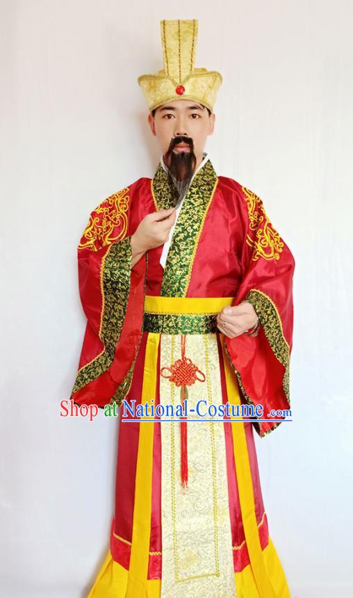 Top Halloween Fancy Ball Garment Costumes China Ancient Prime Minister Apparels Cosplay Wealth God Clothing